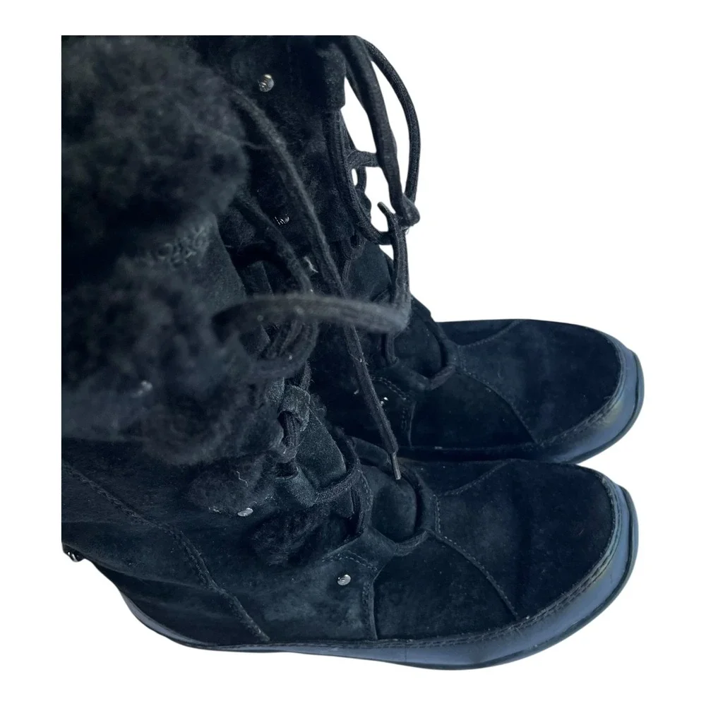 The North Face W Abby III Black Suede Fur Lined Winter Boots Women's 7.5